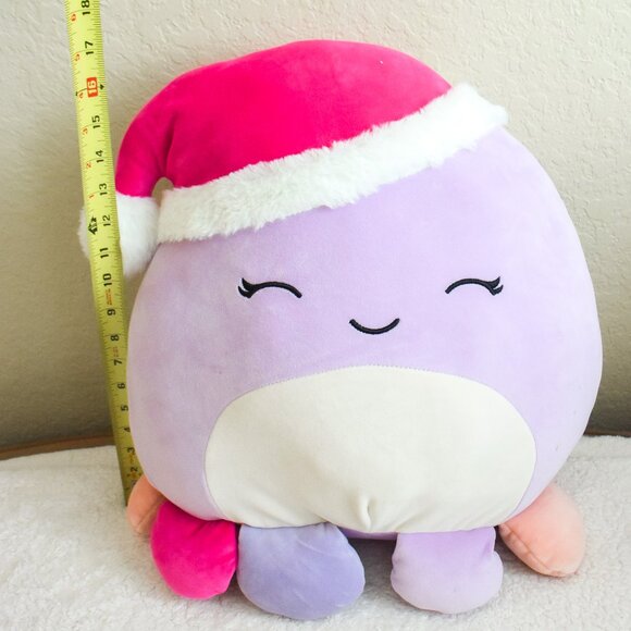 *Squishmallows* LARGE 2023 - Purple Octopus "Beula" with Santa Hat - 15"! - NEW! - Picture 2 of 5